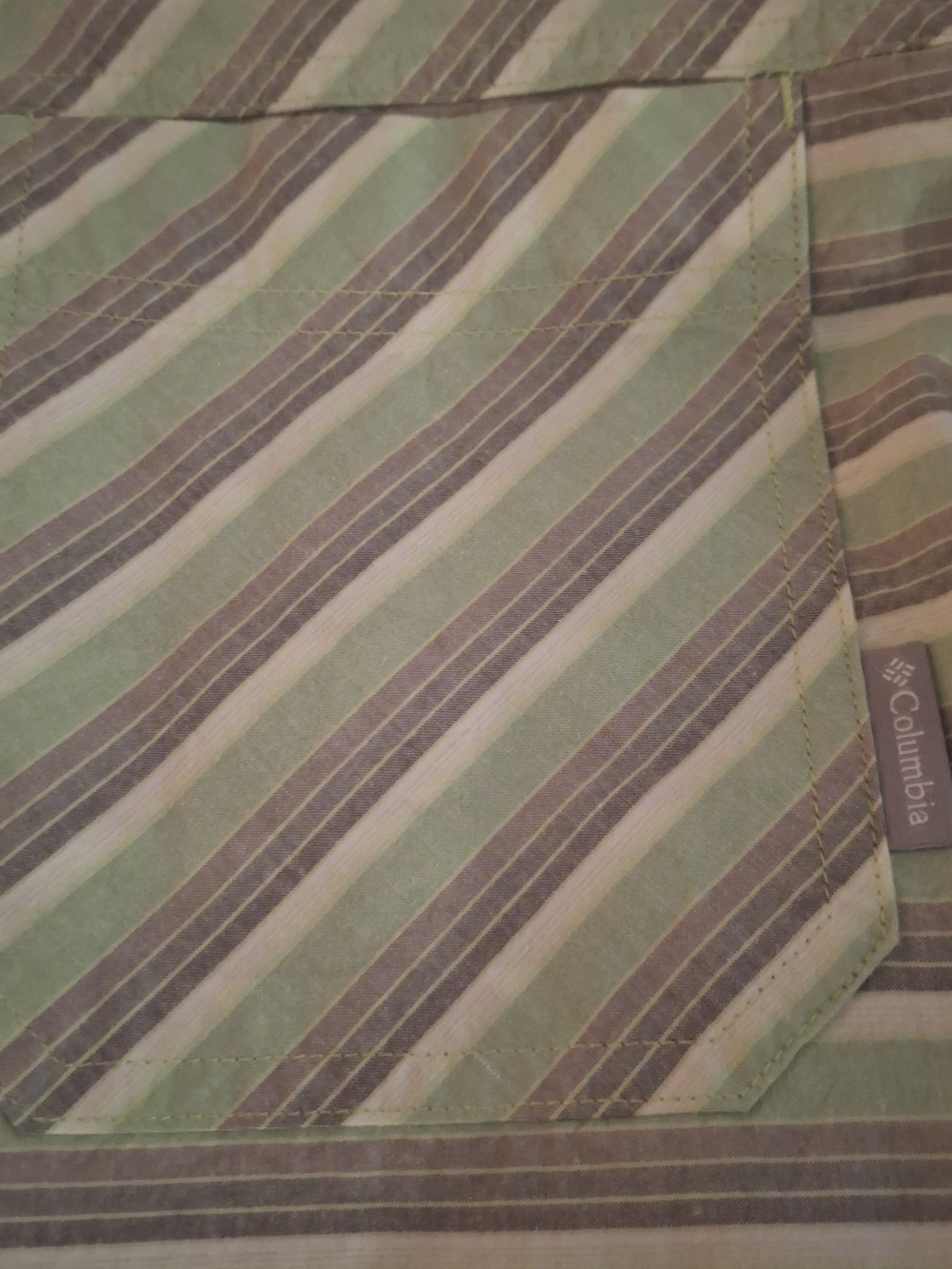 Columbia Men's Short-Sleeve Button-Down in Mint and Gray Stripe - Picture 5 of 8